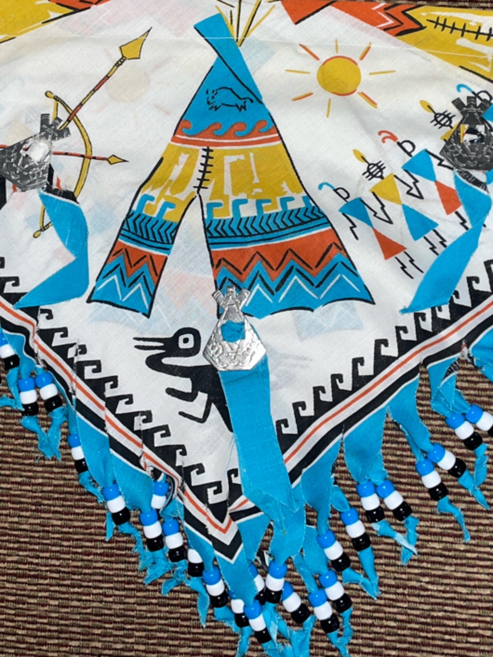 Blue Southwestern Fringe breast plate scarf
